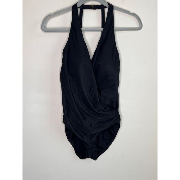 Miraclesuit Wrapsody One Piece Black Women's Size 10 - Picture 3 of 8